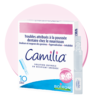 Camilia : médicament pour poussée dentaire unidose facile à donner à bébé